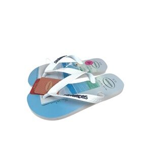 NWT Havaianas Kids Photoprint Flip Flops Beach Scene 3/4Y